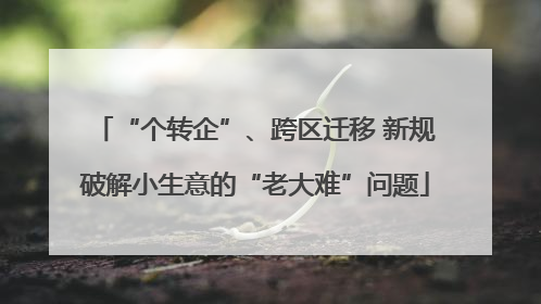 “个转企”、跨区迁移 新规破解小生意的“老大难”问题