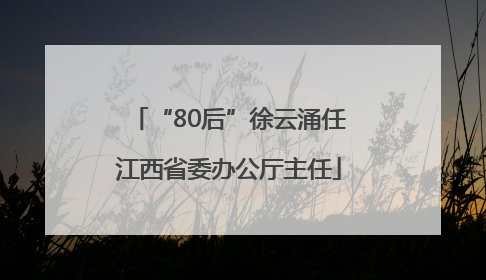 “80后”徐云涌任江西省委办公厅主任
