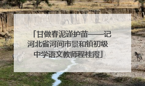 甘做春泥谨护苗——记河北省河间市景和镇初级中学语文教师程桂霞