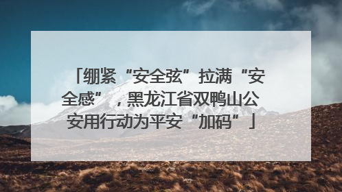 绷紧“安全弦”拉满“安全感”，黑龙江省双鸭山公安用行动为平安“加码”