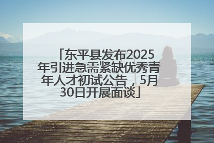 东平县发布2025年引进急需紧缺优秀青年人才初试公告，5月30日开展面谈