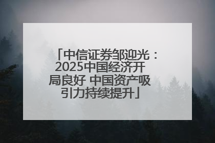 中信证券邹迎光：2025中国经济开局良好 中国资产吸引力持续提升