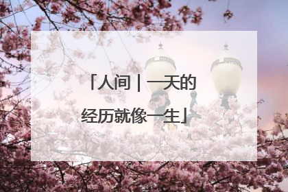 人间｜一天的经历就像一生