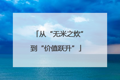 从“无米之炊”到“价值跃升”