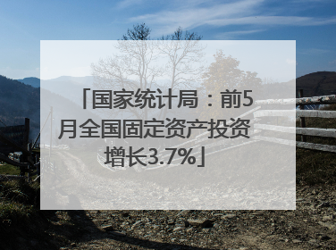 国家统计局：前5月全国固定资产投资增长3.7%