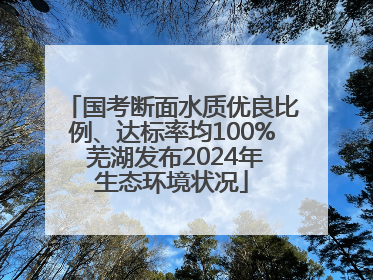 国考断面水质优良比例、达标率均100% 芜湖发布2024年生态环境状况