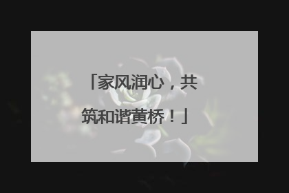 家风润心，共筑和谐黄桥！