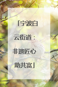宁波白云街道：非遗匠心助共富