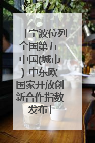 宁波位列全国第五 中国(城市)-中东欧国家开放创新合作指数发布