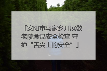 安阳市马家乡开展敬老院食品安全检查 守护“舌尖上的安全”