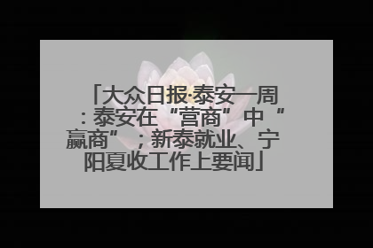 大众日报·泰安一周：泰安在“营商”中“赢商”；新泰就业、宁阳夏收工作上要闻