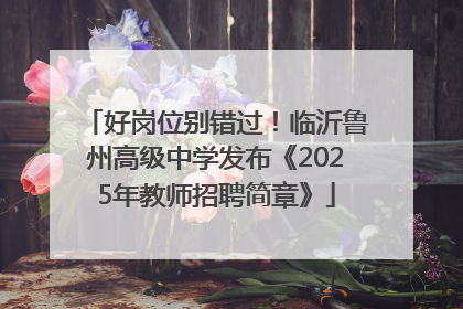 好岗位别错过！临沂鲁州高级中学发布《2025年教师招聘简章》
