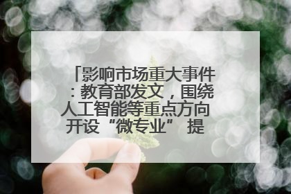影响市场重大事件：教育部发文，围绕人工智能等重点方向开设“微专业” 提升就业能力