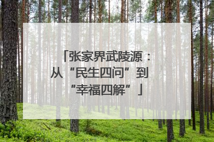 张家界武陵源：从“民生四问”到“幸福四解”