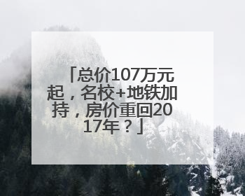 总价107万元起，名校+地铁加持，房价重回2017年？