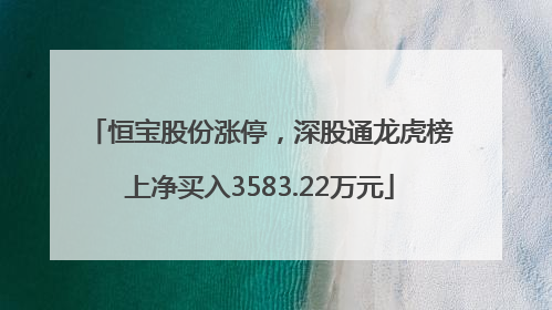 恒宝股份涨停，深股通龙虎榜上净买入3583.22万元