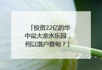 投资22亿的华中最大亲水乐园，何以落户蔡甸？