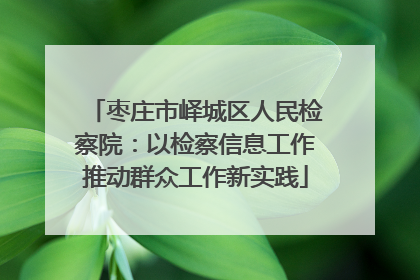 枣庄市峄城区人民检察院：以检察信息工作推动群众工作新实践