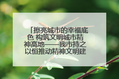 擦亮城市的幸福底色 构筑文明城市精神高地——我市持之以恒推动精神文明建设工作走深走实