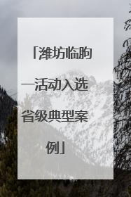 潍坊临朐一活动入选省级典型案例