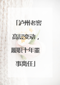 泸州老窖高层变动，履职十年董事离任