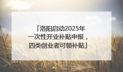 洛阳启动2025年一次性开业补贴申报，四类创业者可领补贴