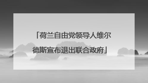 荷兰自由党领导人维尔德斯宣布退出联合政府