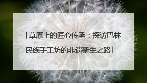 草原上的匠心传承：探访巴林民族手工坊的非遗新生之路