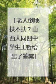老人倒地扶不扶？山西大同四中学生王哲给出了答案