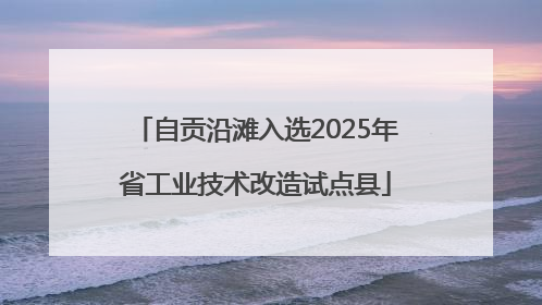 自贡沿滩入选2025年省工业技术改造试点县