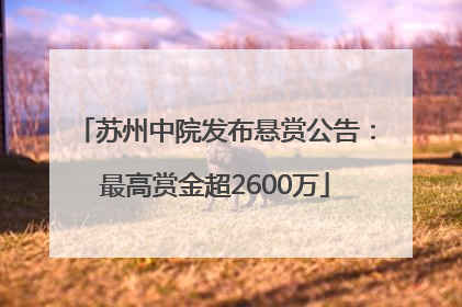 苏州中院发布悬赏公告：最高赏金超2600万