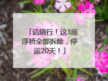 请绕行！这3座浮桥全部拆除，停运20天！
