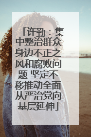 许勤：集中整治群众身边不正之风和腐败问题 坚定不移推动全面从严治党向基层延伸