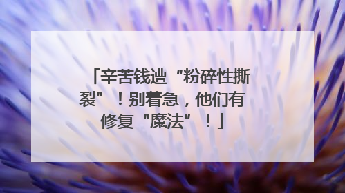 辛苦钱遭“粉碎性撕裂”！别着急，他们有修复“魔法”！