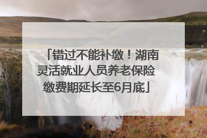 错过不能补缴！湖南灵活就业人员养老保险缴费期延长至6月底