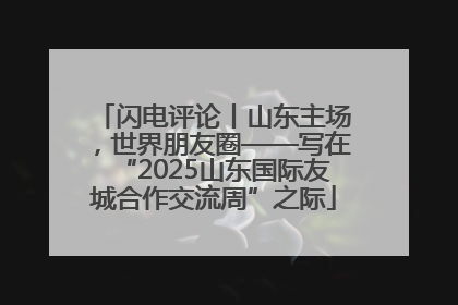 闪电评论丨山东主场，世界朋友圈——写在“2025山东国际友城合作交流周”之际