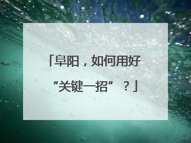 阜阳，如何用好“关键一招”？