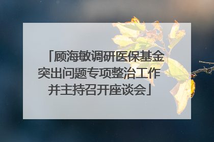 顾海敏调研医保基金突出问题专项整治工作并主持召开座谈会