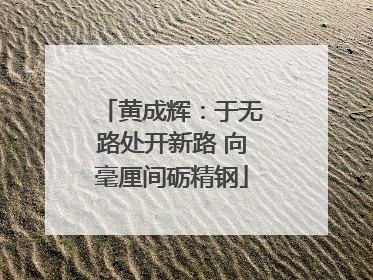 黄成辉：于无路处开新路 向毫厘间砺精钢