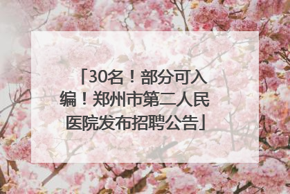 30名！部分可入编！郑州市第二人民医院发布招聘公告
